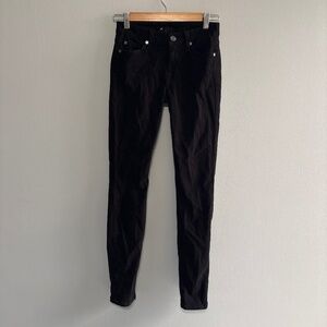 For all mankind pants women’s size 0 sz 25 black velvet velour type 5% stretch